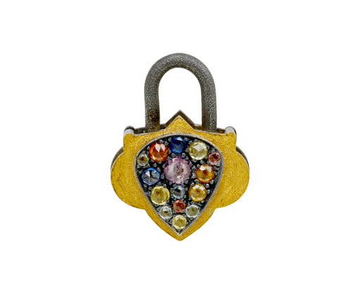 Rainbow Sapphire Gold Padlock Pendant ONLY