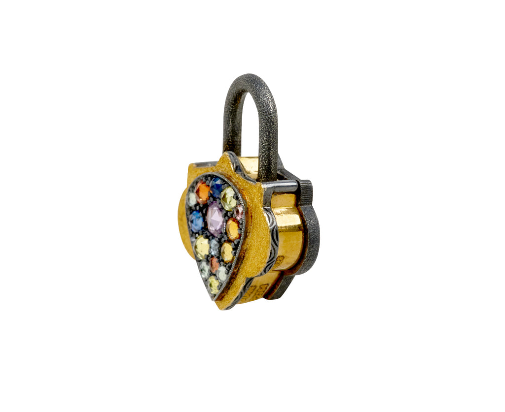 Rainbow Sapphire Gold Padlock Pendant ONLY