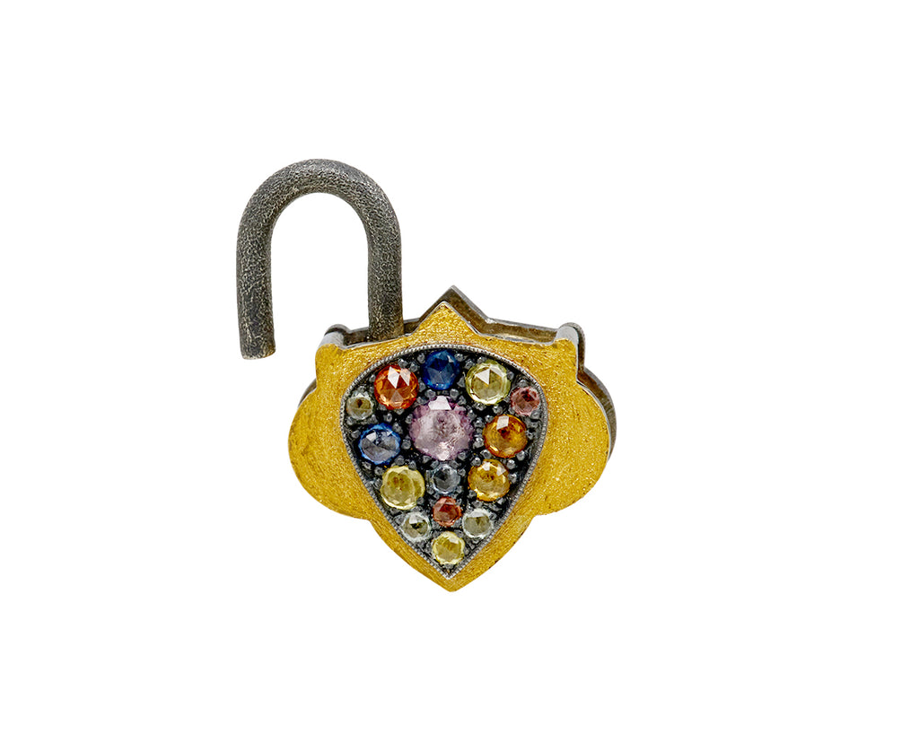 Rainbow Sapphire Gold Padlock Pendant ONLY