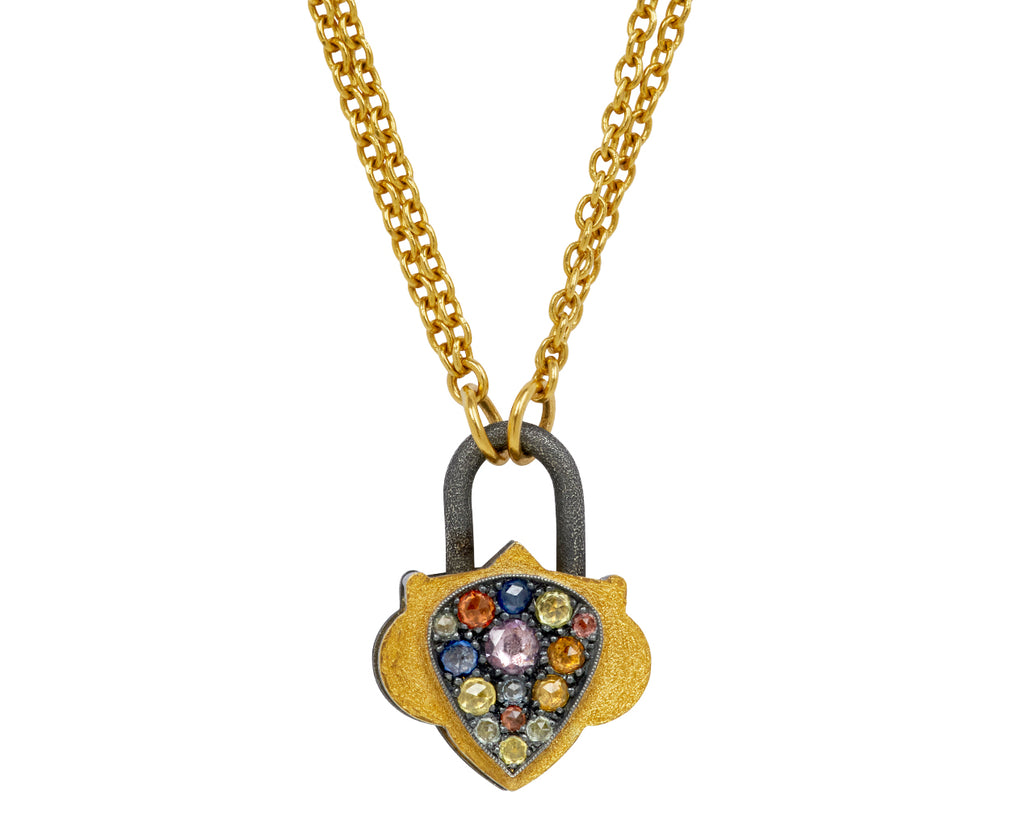Rainbow Sapphire Gold Padlock Pendant ONLY