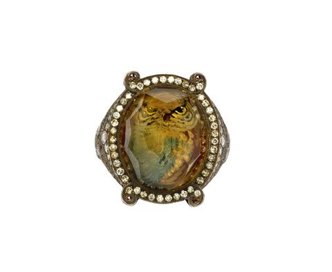 Sevan Bicakci Carved Citrine Owl Ring