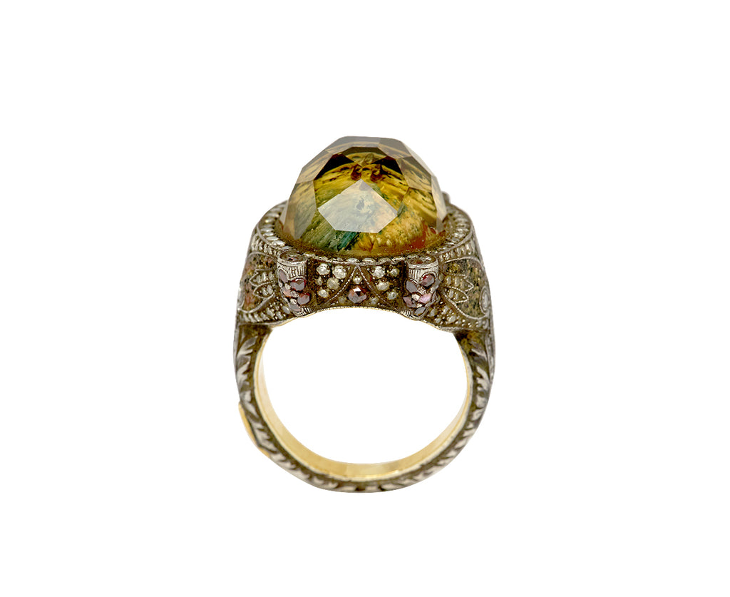 Carved Citrine Owl Ring