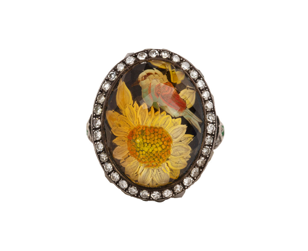 Carved Citrine Sunflower Ring