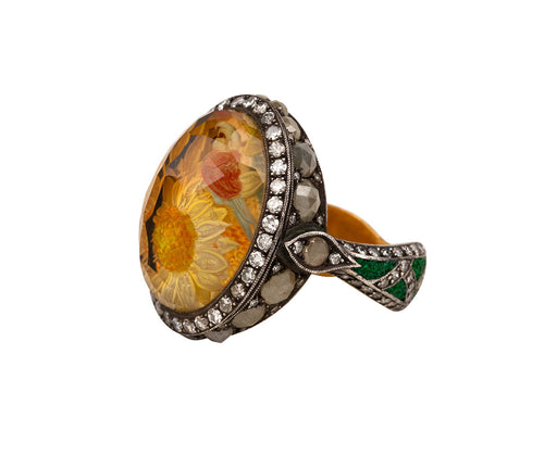 Carved Citrine Sunflower Ring