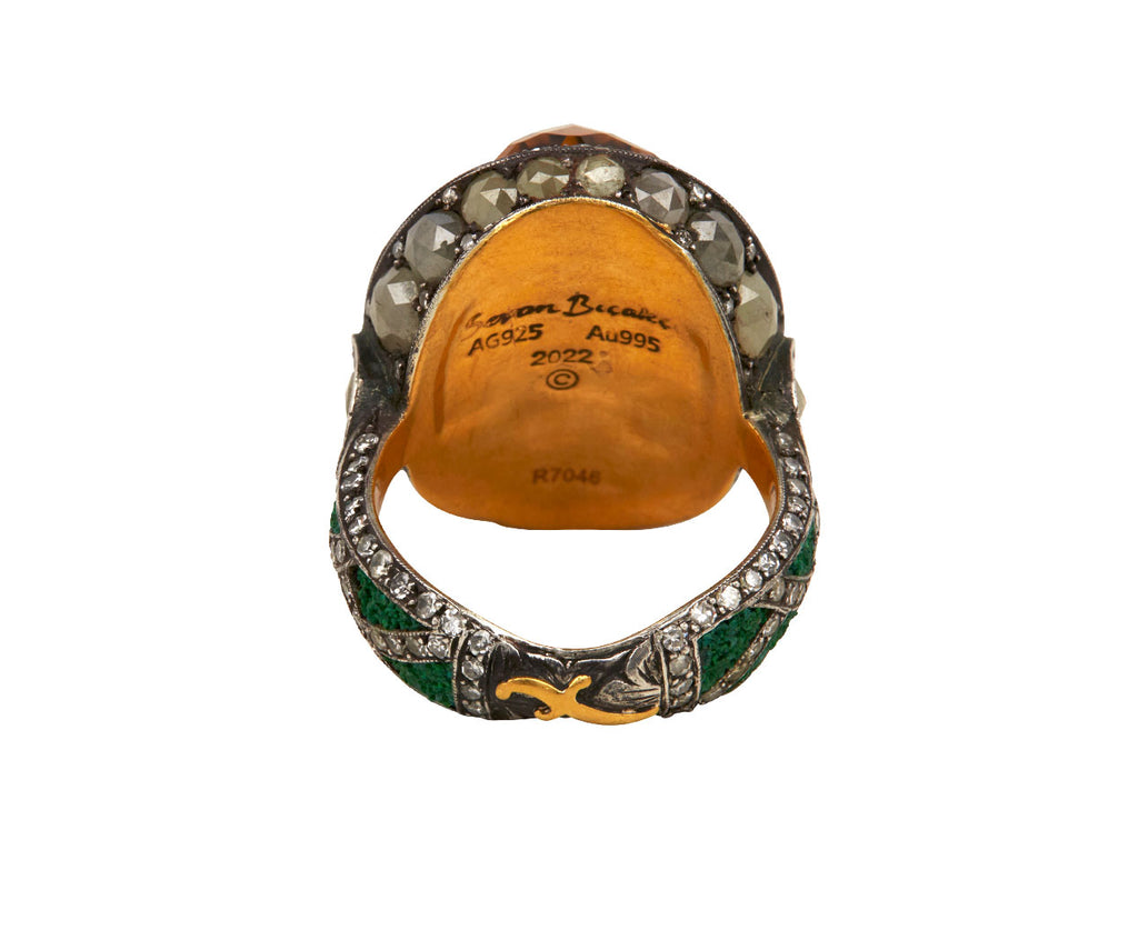 Carved Citrine Sunflower Ring