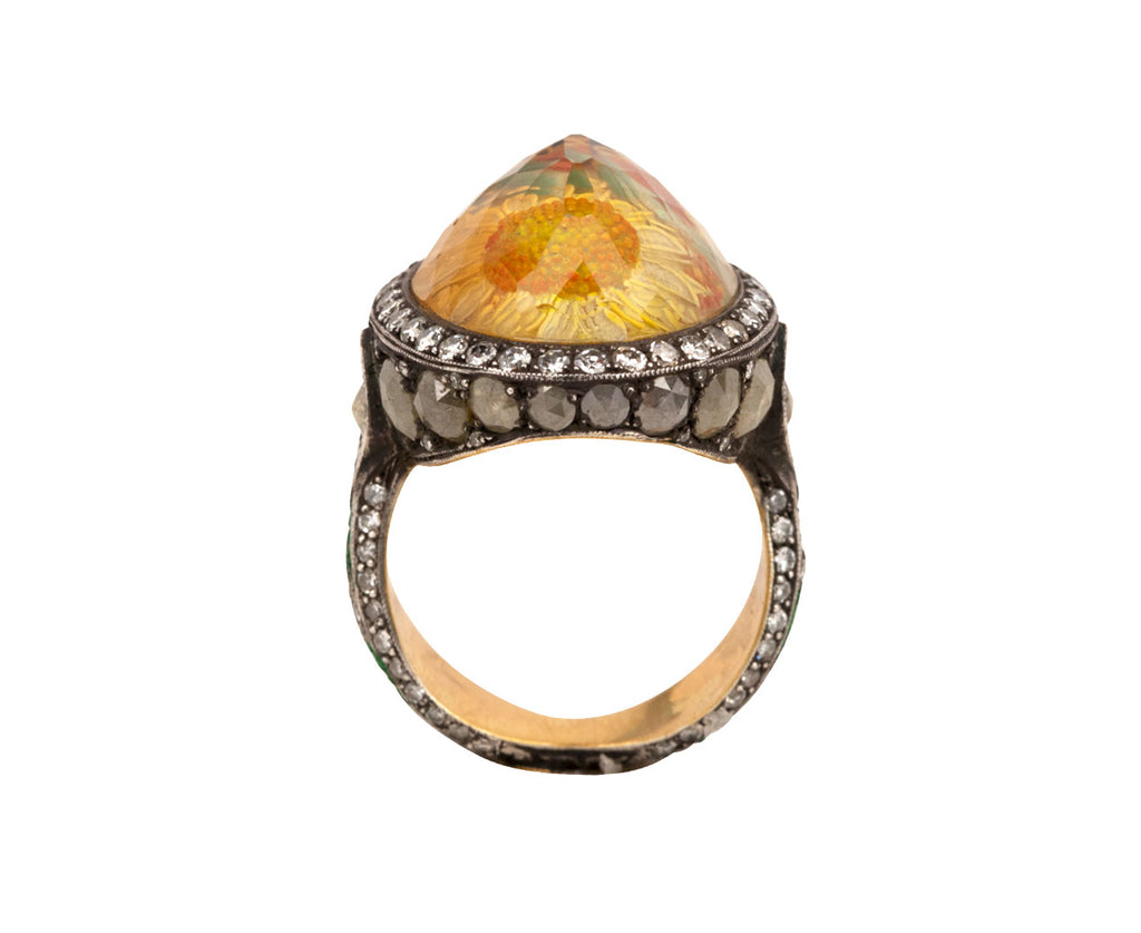 Carved Citrine Sunflower Ring