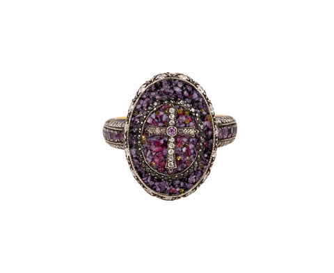 Purple Micromosaic Cross Ring
