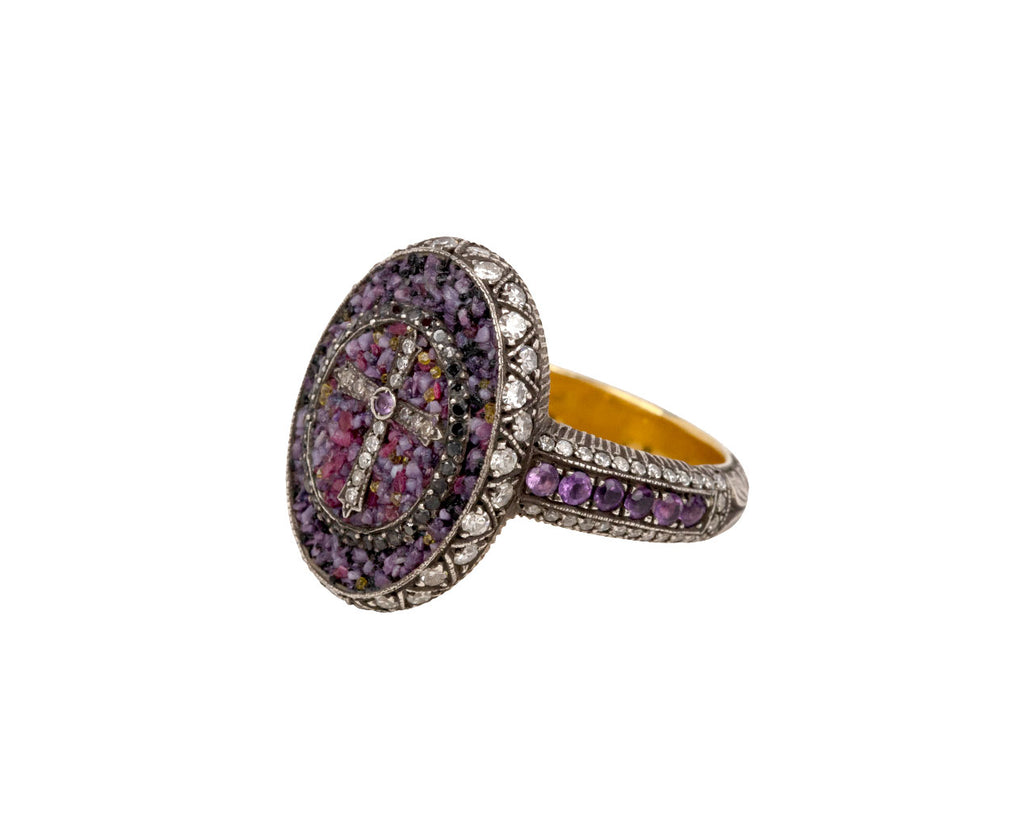 Purple Micromosaic Cross Ring
