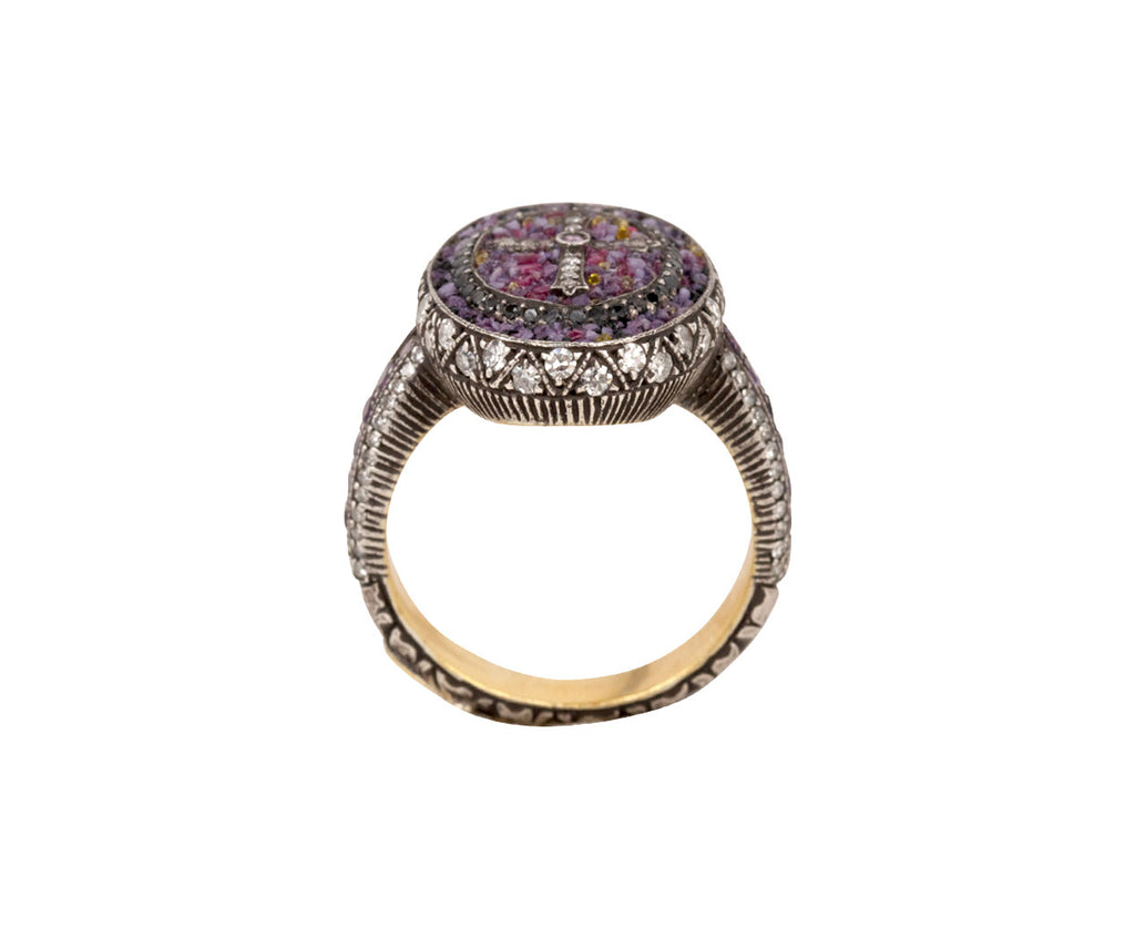 Purple Micromosaic Cross Ring
