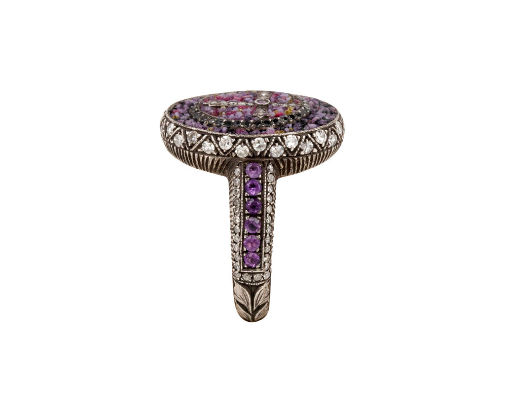 Purple Micromosaic Cross Ring