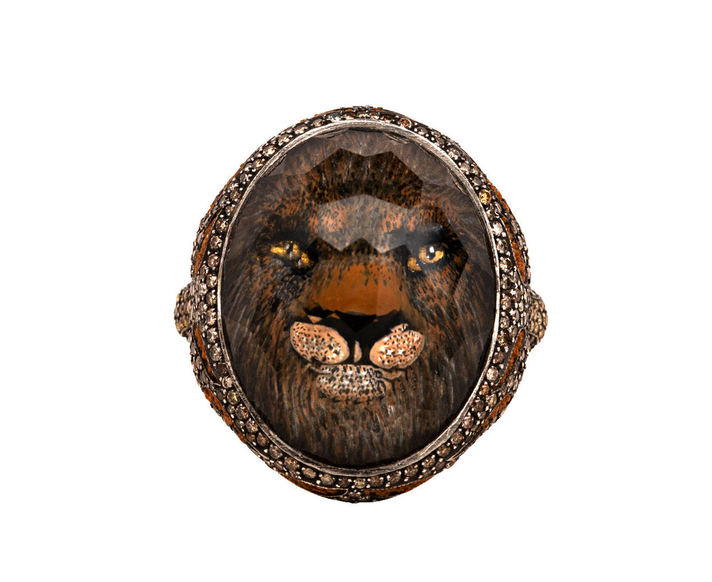 Carved Amethyst Lion Ring