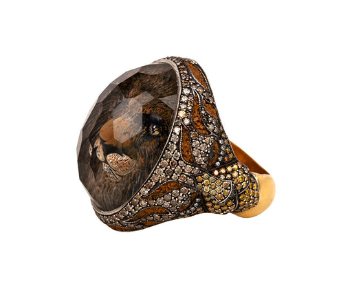 Carved Amethyst Lion Ring