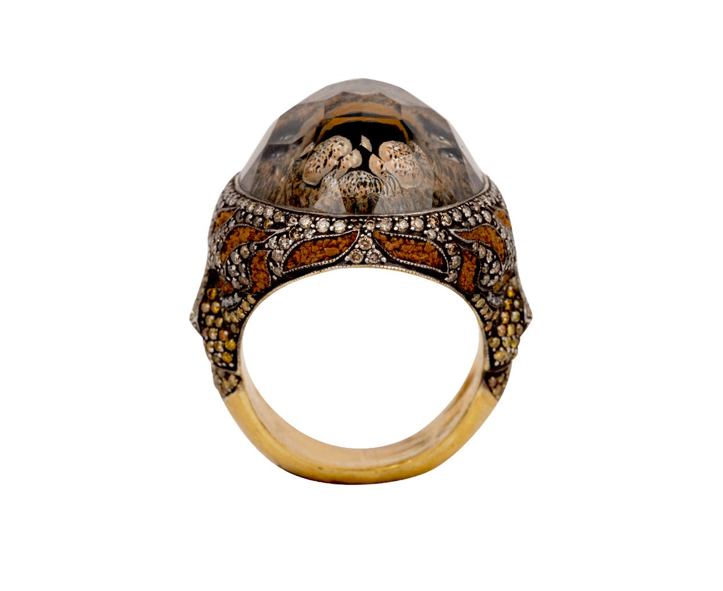 Carved Amethyst Lion Ring