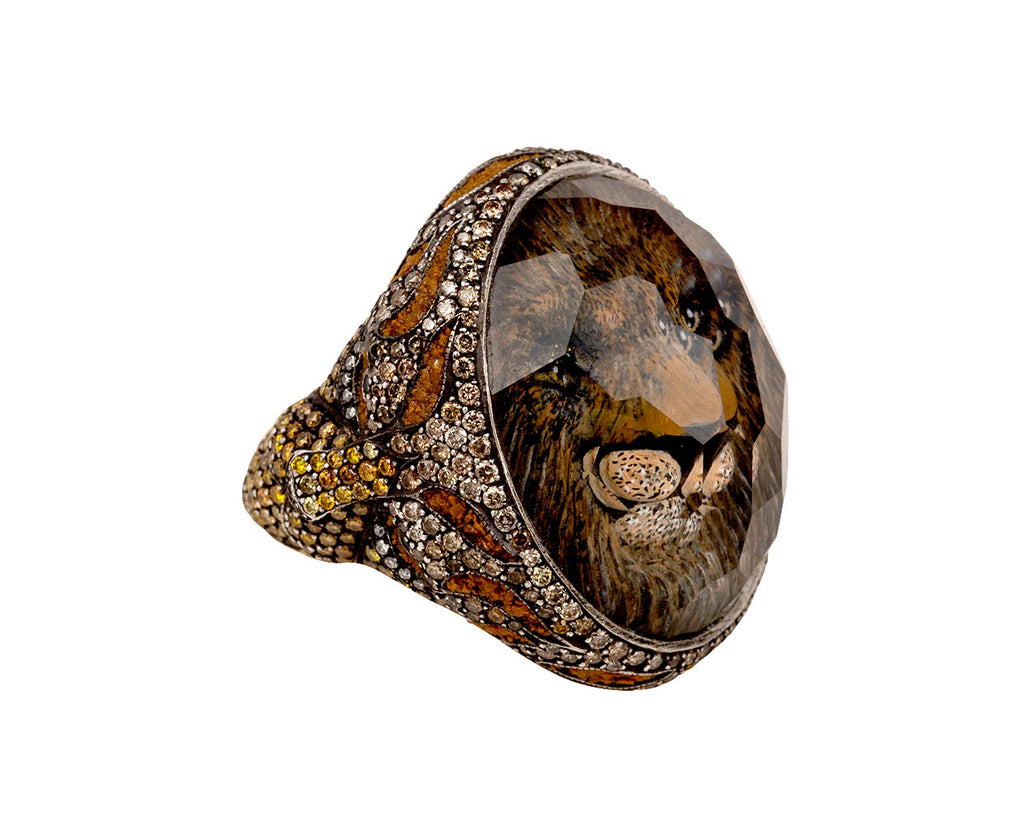 Carved Amethyst Lion Ring