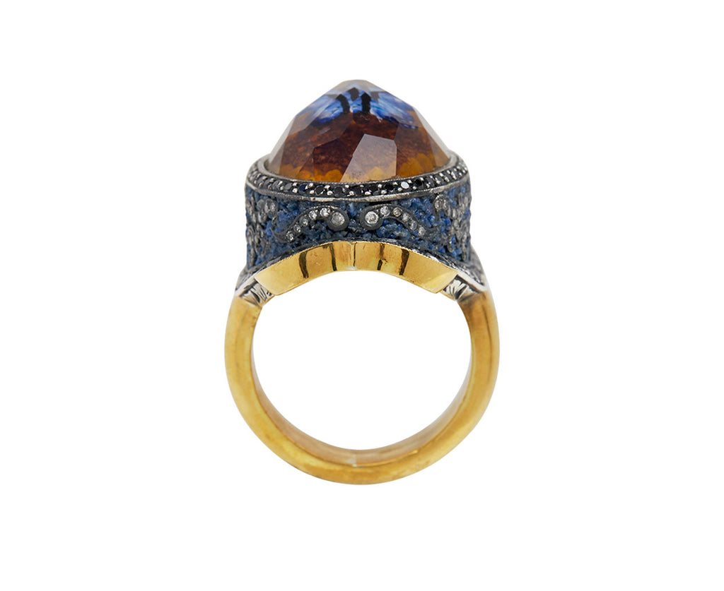 Summer Azure Mariposa on Sunflower Ring