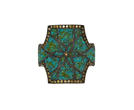 Turquoise Micromosaic Theodora Shield Ring