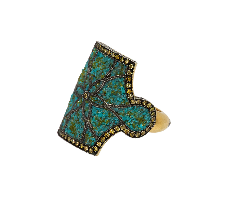 Turquoise Micromosaic Theodora Shield Ring
