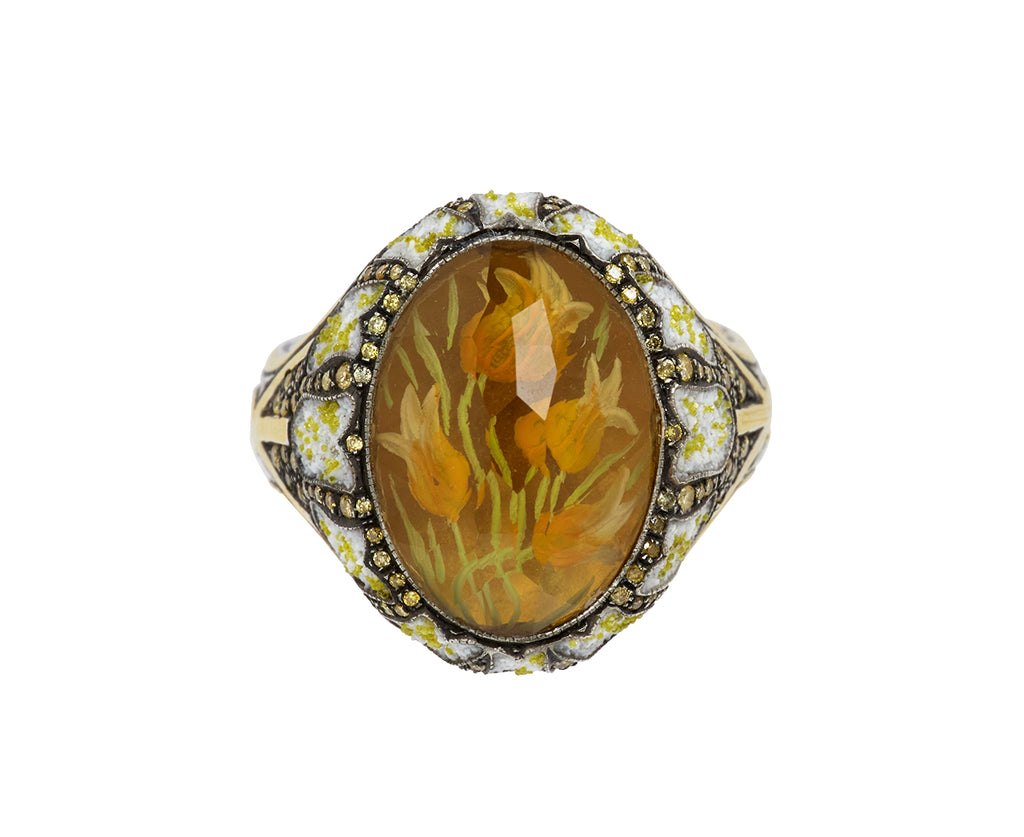 Carved Citrine Tulip Ring
