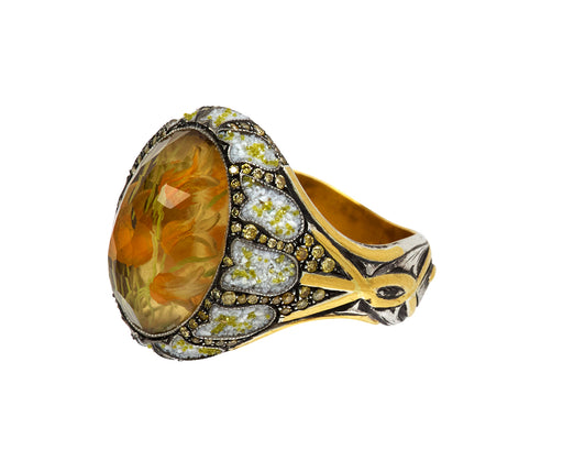 Carved Citrine Tulip Ring