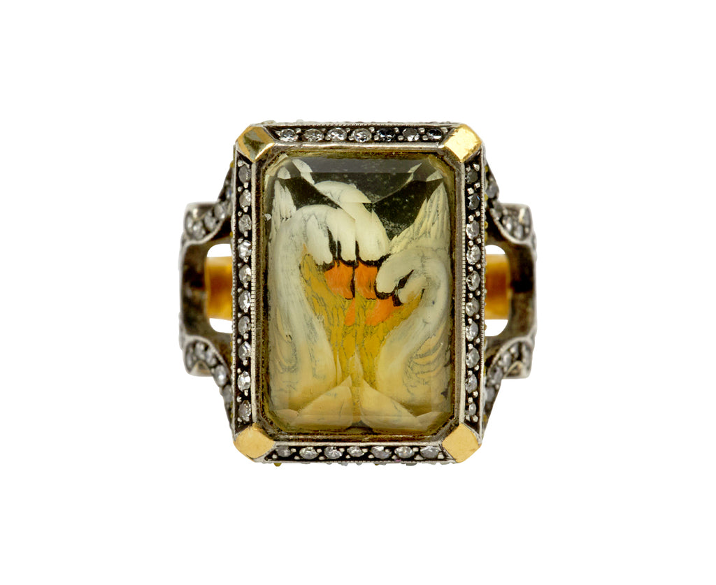 Carved Lemon Quartz Swan Ring - TWISTonline 
