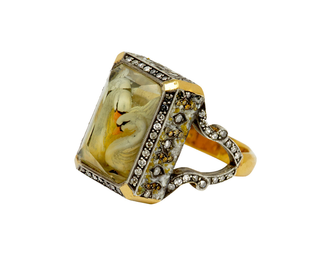 Carved Lemon Quartz Swan Ring - TWISTonline 