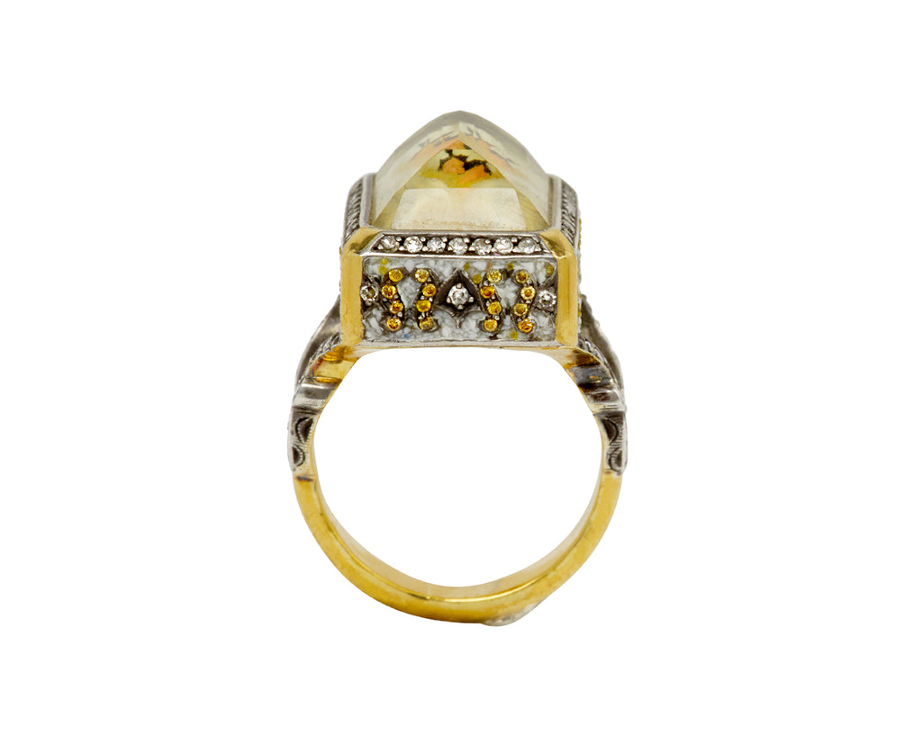 Carved Lemon Quartz Swan Ring - TWISTonline 