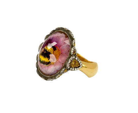 Sevan Bicakci Carved Amethyst Bee on Flower Ring Side