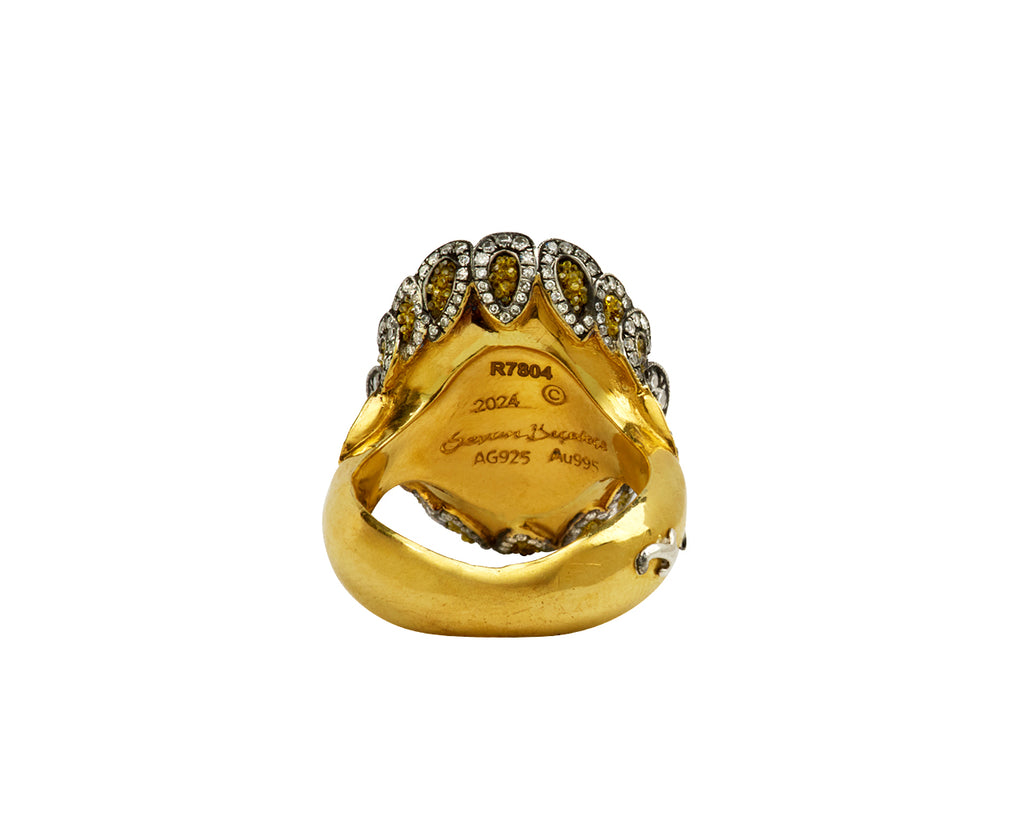 Carved Amethyst Bee on Flower Ring