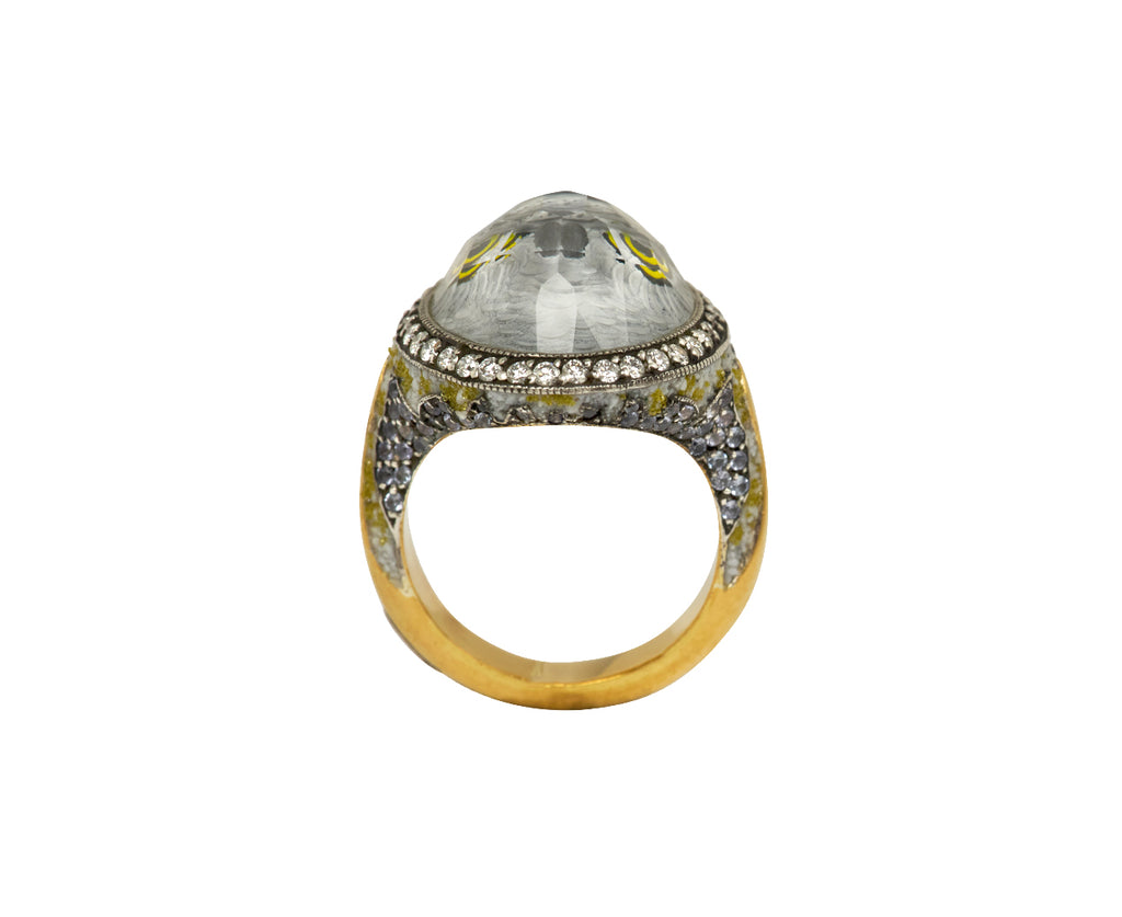 Carved Owl Diamond and Tanzanite Ring