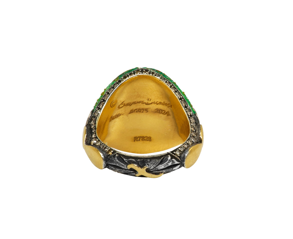 Carved Rock Quartz Ladybug Ring
