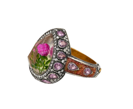 Carved Pink Rose Ring