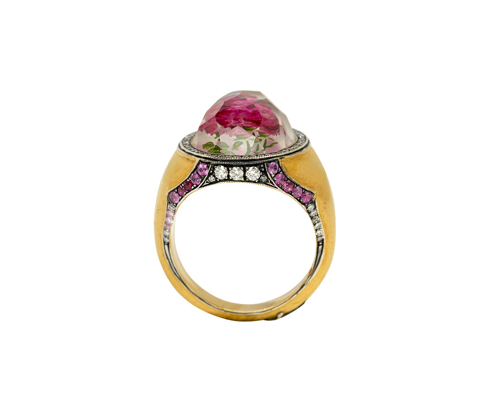 Carved Quartz Rose Ring