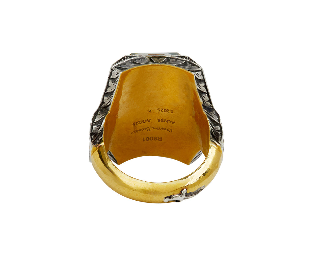 Carved Rock Quartz Sunflower Ring