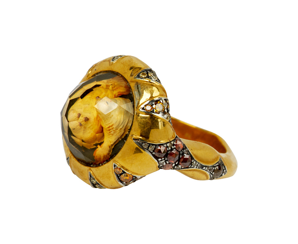 Carved Citrine Love Birds Ring - TWISTonline 