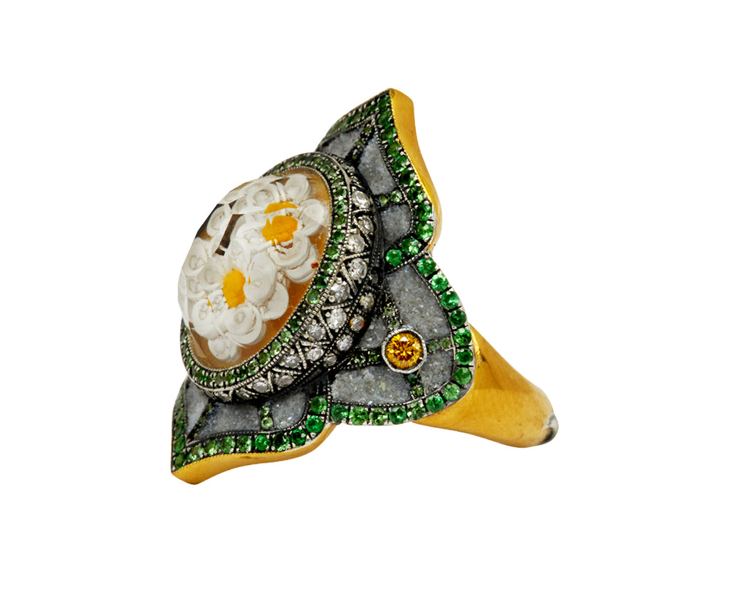 Carved Rock Quartz Daisy Ring - TWISTonline 