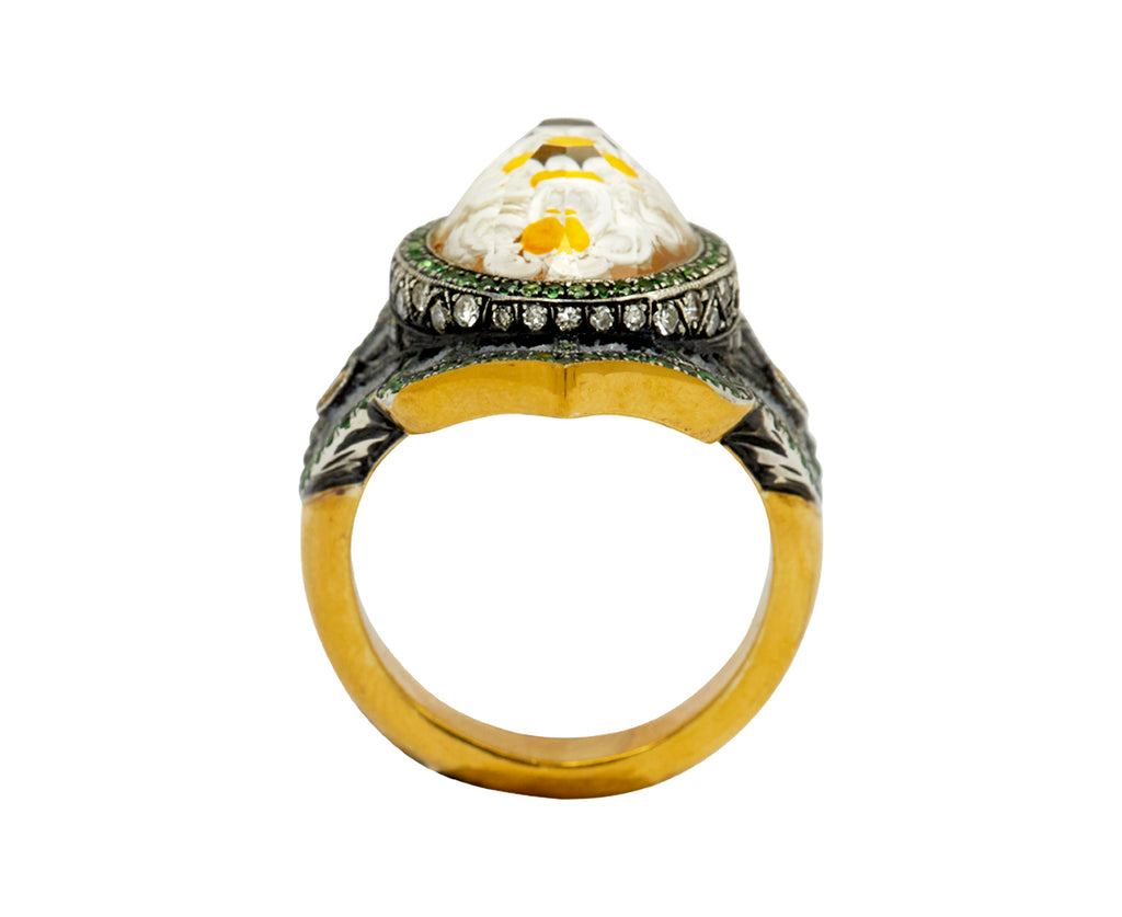 Carved Rock Quartz Daisy Ring - TWISTonline 