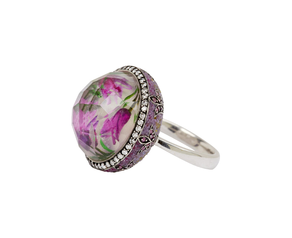 Carved Rock Quartz Tulip Ring