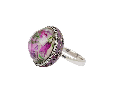 Carved Rock Quartz Tulip Ring
