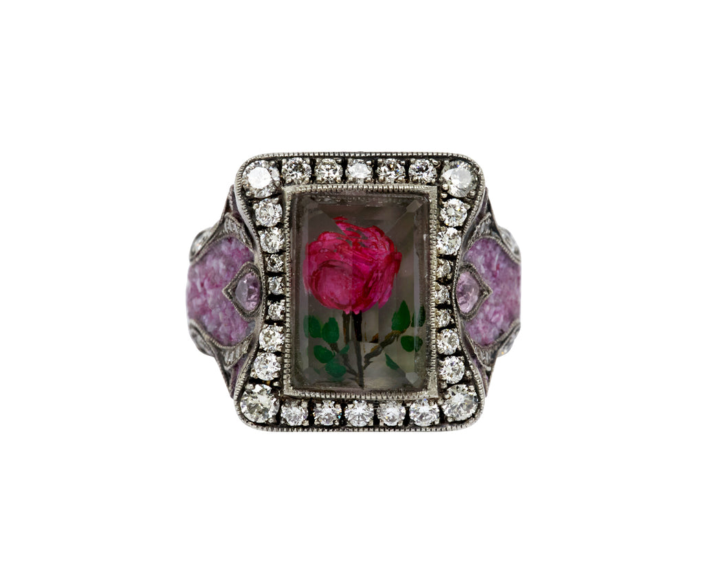 Carved Pink Rose Ring