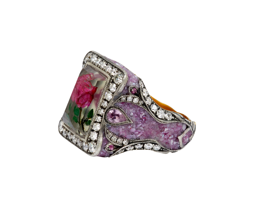 Carved Pink Rose Ring