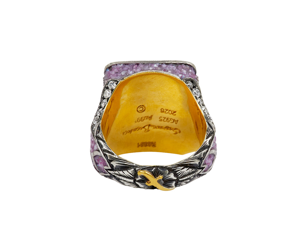 Carved Pink Rose Ring