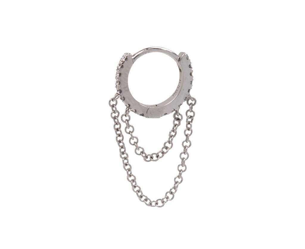 1/4 White Gold Diamond Eternity SINGLE Hoop With Two Chains