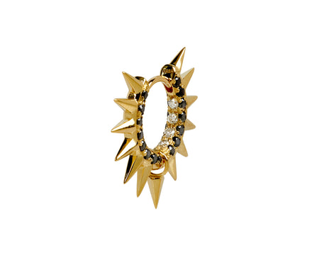 5/16 Black and White Diamond Mohawk SINGLE Hoop Earring