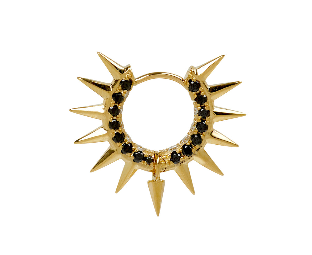 5/16 Black and White Diamond Mohawk SINGLE Hoop Earring