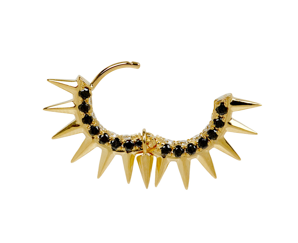 5/16 Black and White Diamond Mohawk SINGLE Hoop Earring