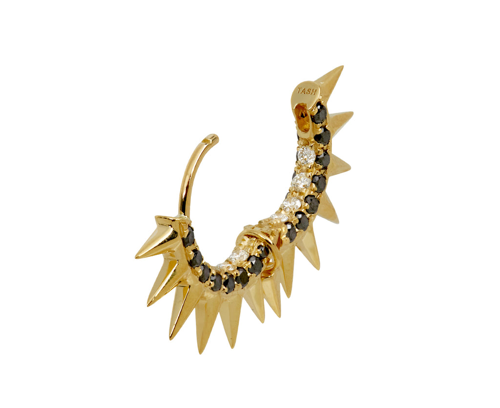 5/16 Black and White Diamond Mohawk SINGLE Hoop Earring