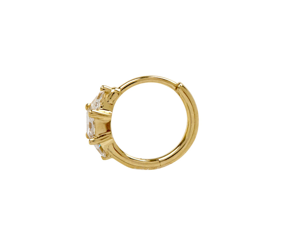 Maria Tash 5/16 Yellow Gold Diamond SINGLE Non Rotating Hoop - Side View