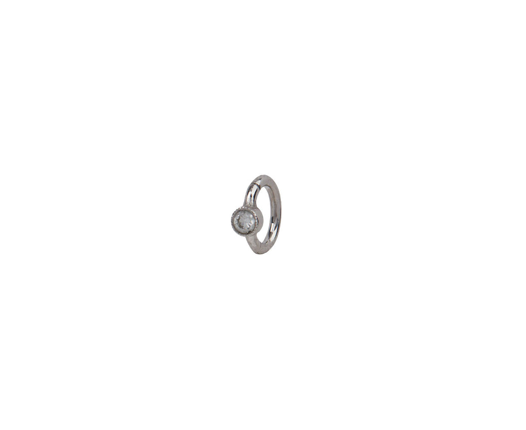 3/16 White Gold Scalloped Diamond SINGLE Rotating Hoop