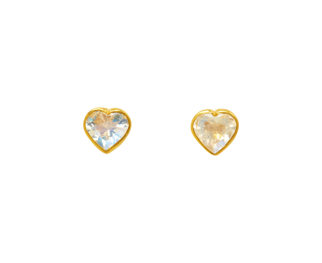 Marie-Hélène de Taillac Rainbow Moonstone Heart Stud Earrings
