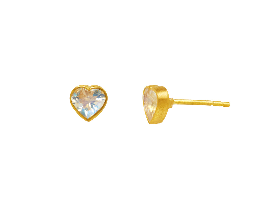 Marie-Hélène de Taillac Rainbow Moonstone Heart Stud Earrings - side